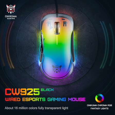 เมาส์เกมมิ่ง ONIKUMA CW925 RGB BACKLIT WIRED GAMING MOUSE - สีดำ_5
